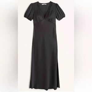 Abercrombie Lace Trim Puff Sleeve Midi Dress